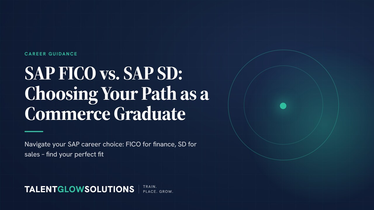 A split image showing a meticulous accountant reviewing financial ledgers on one side and a dynamic sales professional presenting data on a tablet on the other, representing SAP FICO and SAP SD.